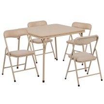 Flash Furniture JB-9-KID-TN-GG Kids Tan 5 Piece Folding Table and Chair Set
