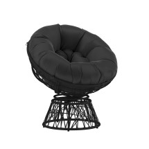 Flash Furniture JE-5101W-BK-GG Comfort Series Black Swivel Patio Chair with Black Cushion