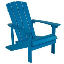 Flash Furniture JJ-C14501-BLU-GG Blue All-Weather Poly Resin Wood Adirondack Chair