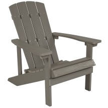 Flash Furniture JJ-C14501-LTG-GG Gray All-Weather Poly Resin Wood Adirondack Chair