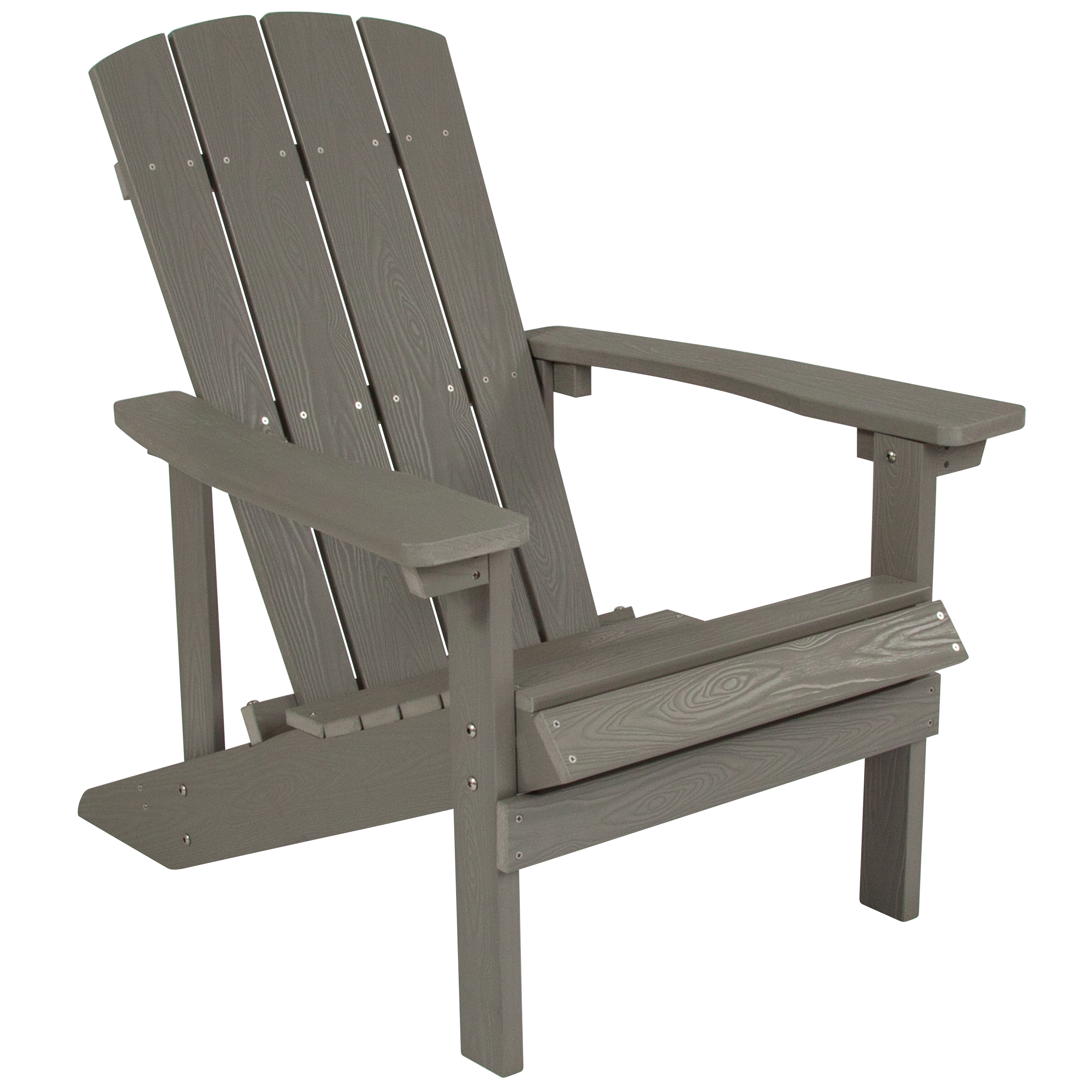 Flash Furniture JJ-C14501-LTG-GG Gray All-Weather Poly Resin Wood Adirondack Chair