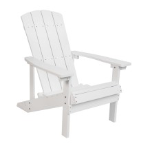 Flash Furniture JJ-C14501-WH-GG White All-Weather Poly Resin Wood Adirondack Chair