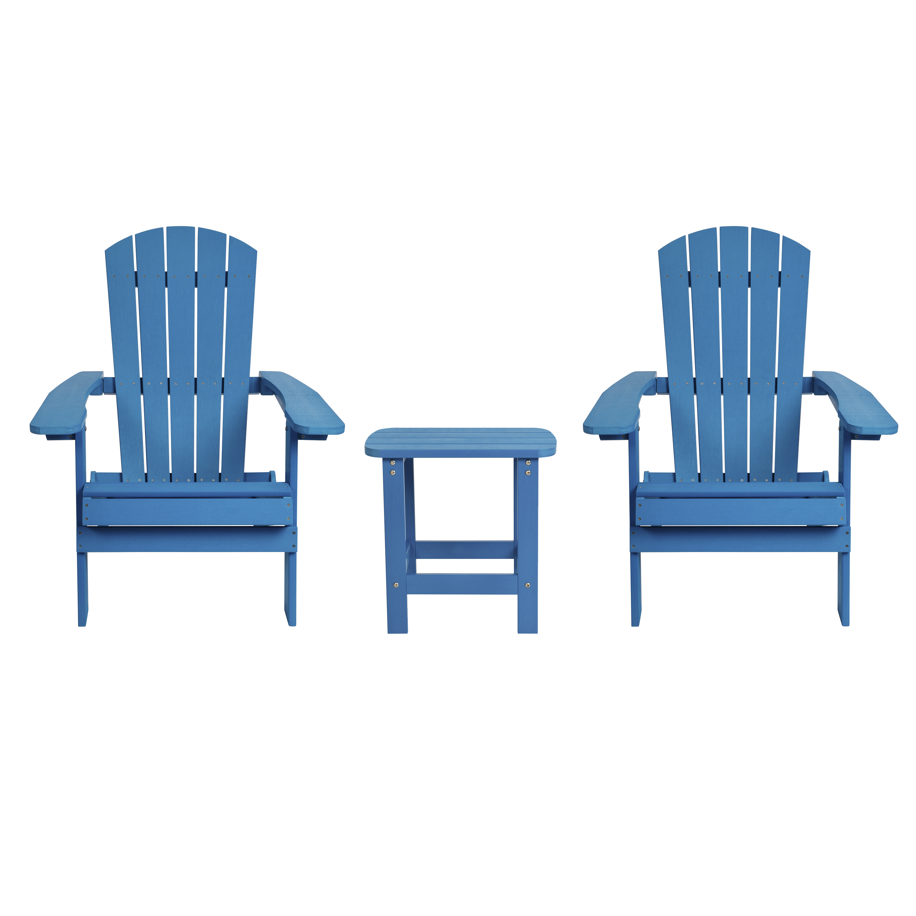 Flash Furniture JJ-C14505-2-T14001-BLU-GG 2 Piece Blue All-Weather Poly Resin Folding Adirondack Chair with Side Table