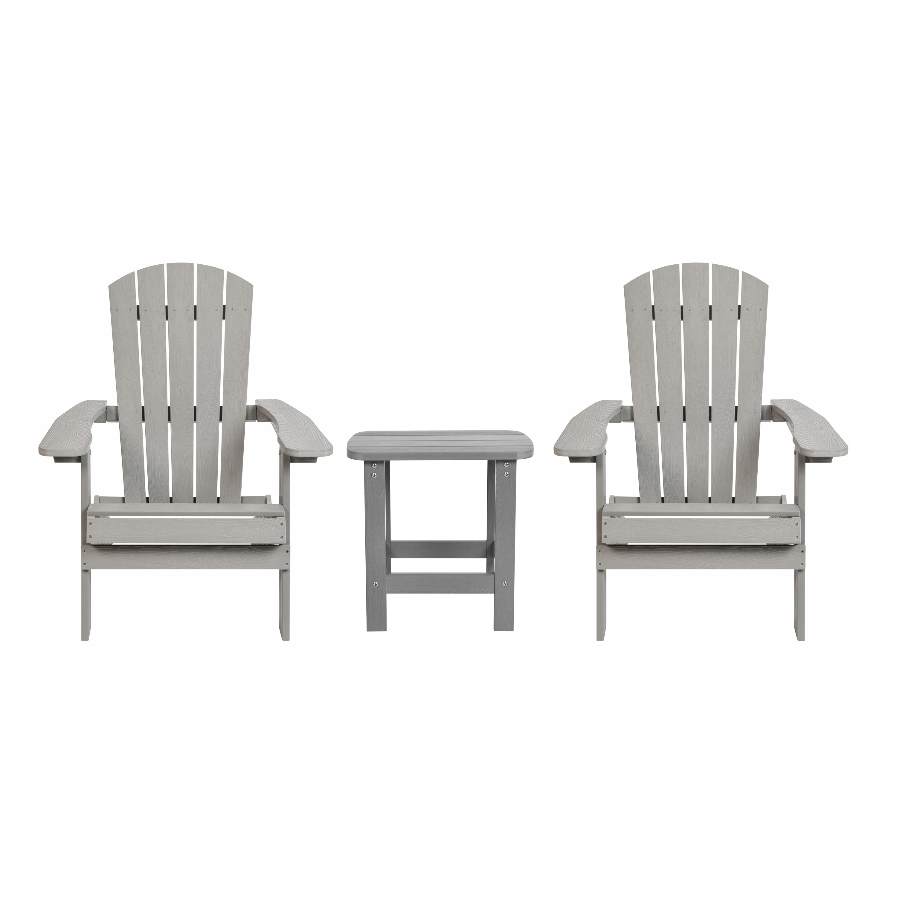 Flash Furniture JJ-C14505-2-T14001-GY-GG 2 Piece Gray All-Weather Poly Resin Folding Adirondack Chair with Side Table