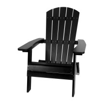 Flash Furniture JJ-C14505-BLK-GG Black All-Weather Poly Resin Folding Adirondack Chair