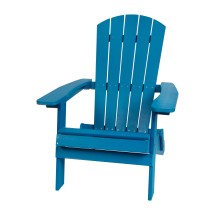 Flash Furniture JJ-C14505-BLU-GG Blue All-Weather Poly Resin Folding Adirondack Chair