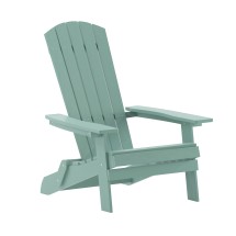 Flash Furniture JJ-C14505-SFM-GG Sea Foam Indoor/Outdoor Poly Resin Folding Adirondack Chair