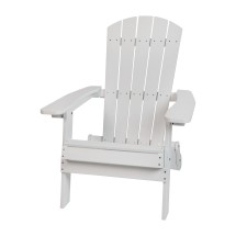 Flash Furniture JJ-C14505-WH-GG White Indoor/Outdoor Poly Resin Folding Adirondack Chair