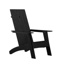 Flash Furniture JJ-C14509-BK-GG Black Modern All-Weather Poly Resin Wood Adirondack Chair