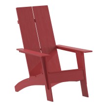 Flash Furniture JJ-C14509-RED-GG Red All-Weather Poly Resin Modern 2-Slat Back Adirondack Chair