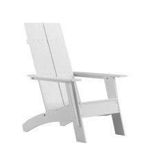 Flash Furniture JJ-C14509-WH-GG White Modern All-Weather Poly Resin Wood Adirondack Chair