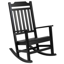 Flash Furniture JJ-C14703-BK-GG Black All-Weather Poly Resin Rocking Chair