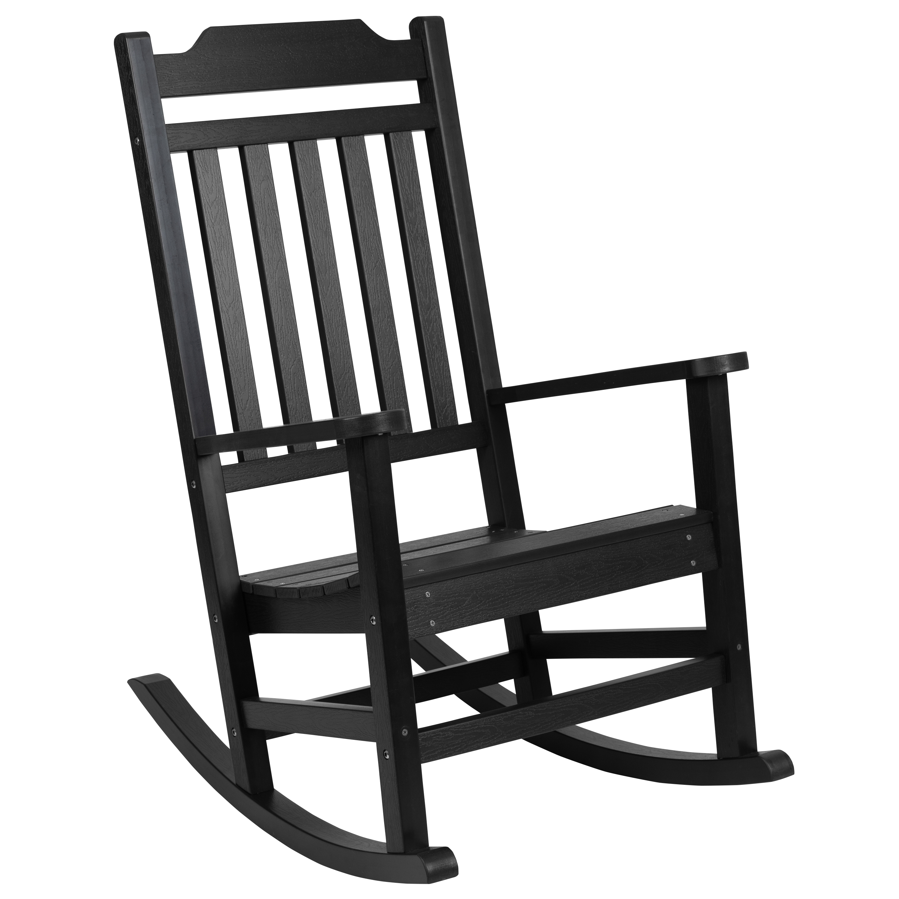 Flash Furniture JJ-C14703-BK-GG Black All-Weather Poly Resin Rocking Chair