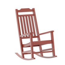 Flash Furniture JJ-C14703-RED-GG Red All-Weather Poly Resin Rocking Chair