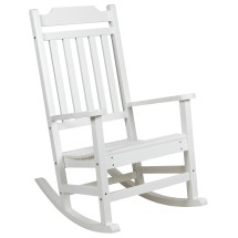 Flash Furniture JJ-C14703-WH-GG White All-Weather Poly Resin Rocking Chair