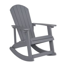 Flash Furniture JJ-C14705-GY-GG Gray All-Weather Poly Resin Wood Adirondack Rocking Chair