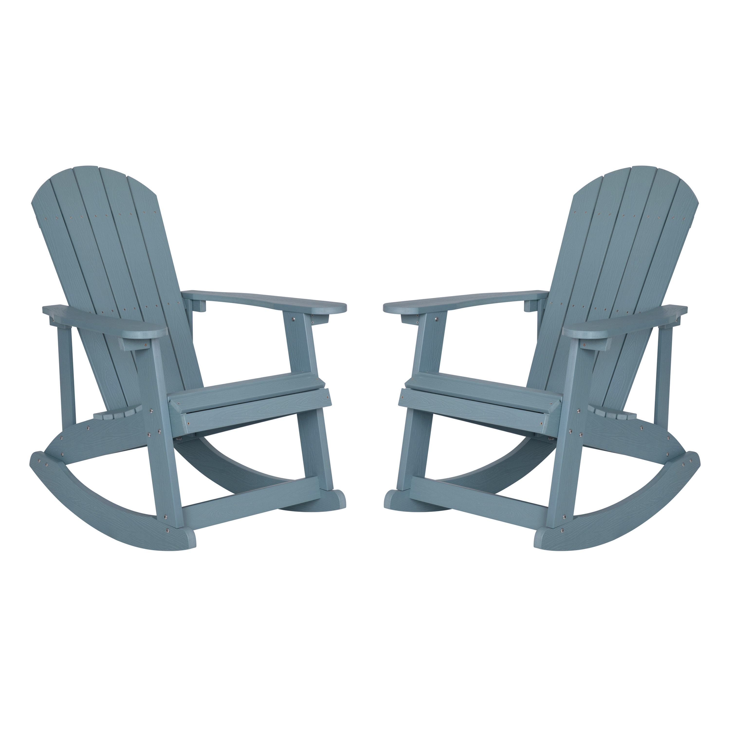 Flash Furniture JJ-C14705-SFM-2-GG Sea Foam All Weather Poly Resin Wood Adirondack Rocking Chair, Set of 2