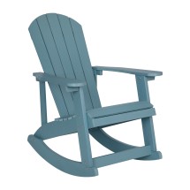 Flash Furniture JJ-C14705-SFM-GG Sea Foam All Weather Poly Resin Wood Adirondack Rocking Chair