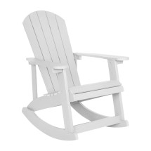 Flash Furniture JJ-C14705-WH-GG White All Weather Poly Resin Wood Adirondack Rocking Chair