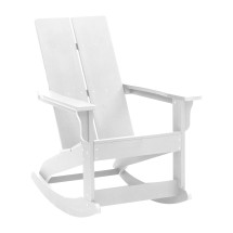 Flash Furniture JJ-C14709-WH-GG White All-Weather 2-Slat Poly Resin Rocking Adirondack Chair