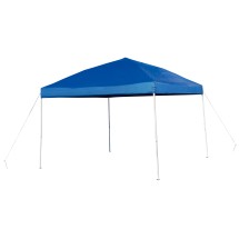 Flash Furniture JJ-GZ1010-BL-GG 10' x 10' Blue Outdoor Pop Up Slanted Leg Canopy Tent with Carry Bag