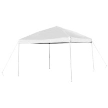 Flash Furniture JJ-GZ1010-WH-GG 10' x 10' White Outdoor Pop Up Slanted Leg Canopy Tent with Carry Bag
