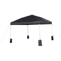 Flash Furniture JJ-GZ1010PKG-BK-GG 10' x 10' Black Pop Up Straight Leg Canopy Tent with Sandbags and Case