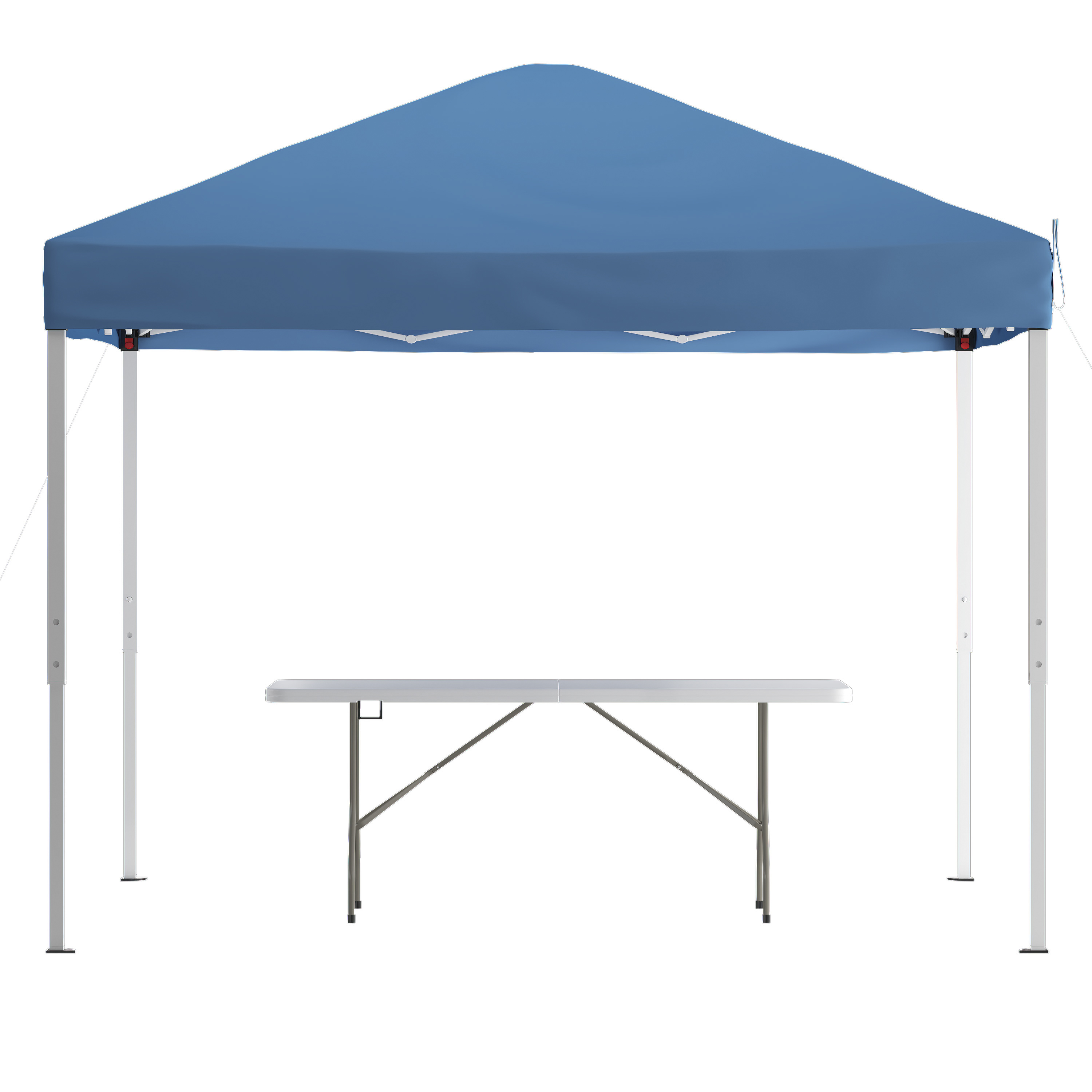 Flash Furniture JJ-GZ10183Z-BL-GG Otis 10' x 10' Blue Pop Up Canopy Tent with Carry Bag and 6' Bi-Fold Folding Table