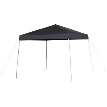 Flash Furniture JJ-GZ88-BK-GG 8' x 8' Black Outdoor Pop Up Slanted Leg Canopy Tent with Carry Bag