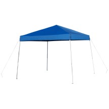 Flash Furniture JJ-GZ88-BL-GG 8' x 8' Blue Outdoor Pop Up Slanted Leg Canopy Tent with Carry Bag