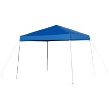 Flash Furniture JJ-GZ88-BL-GG 8' x 8' Blue Outdoor Pop Up Slanted Leg Canopy Tent with Carry Bag