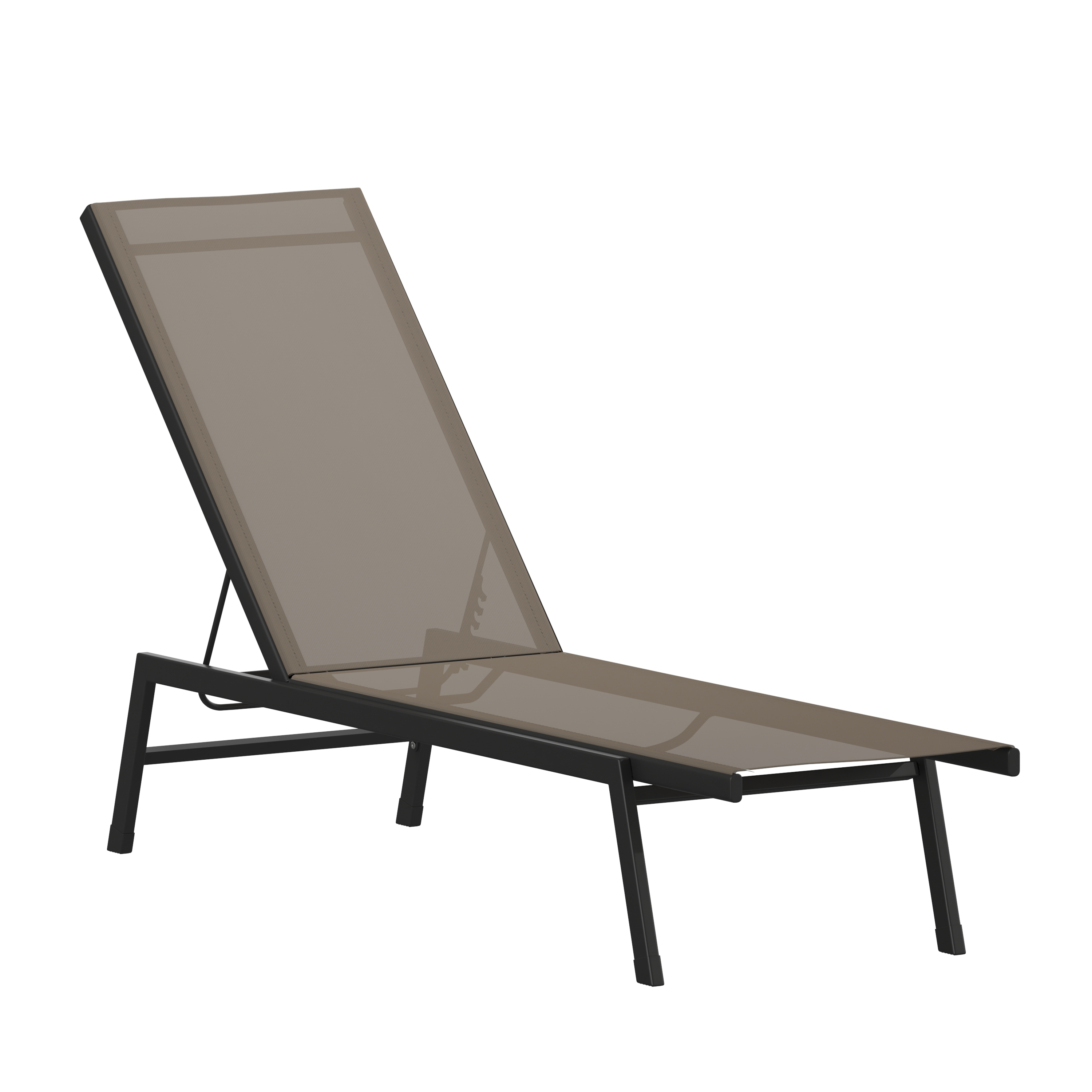 Flash Furniture JJ-LC326-BLK-BR-GG All-Weather Adjustable Chaise Lounge Chair, Black/Brown