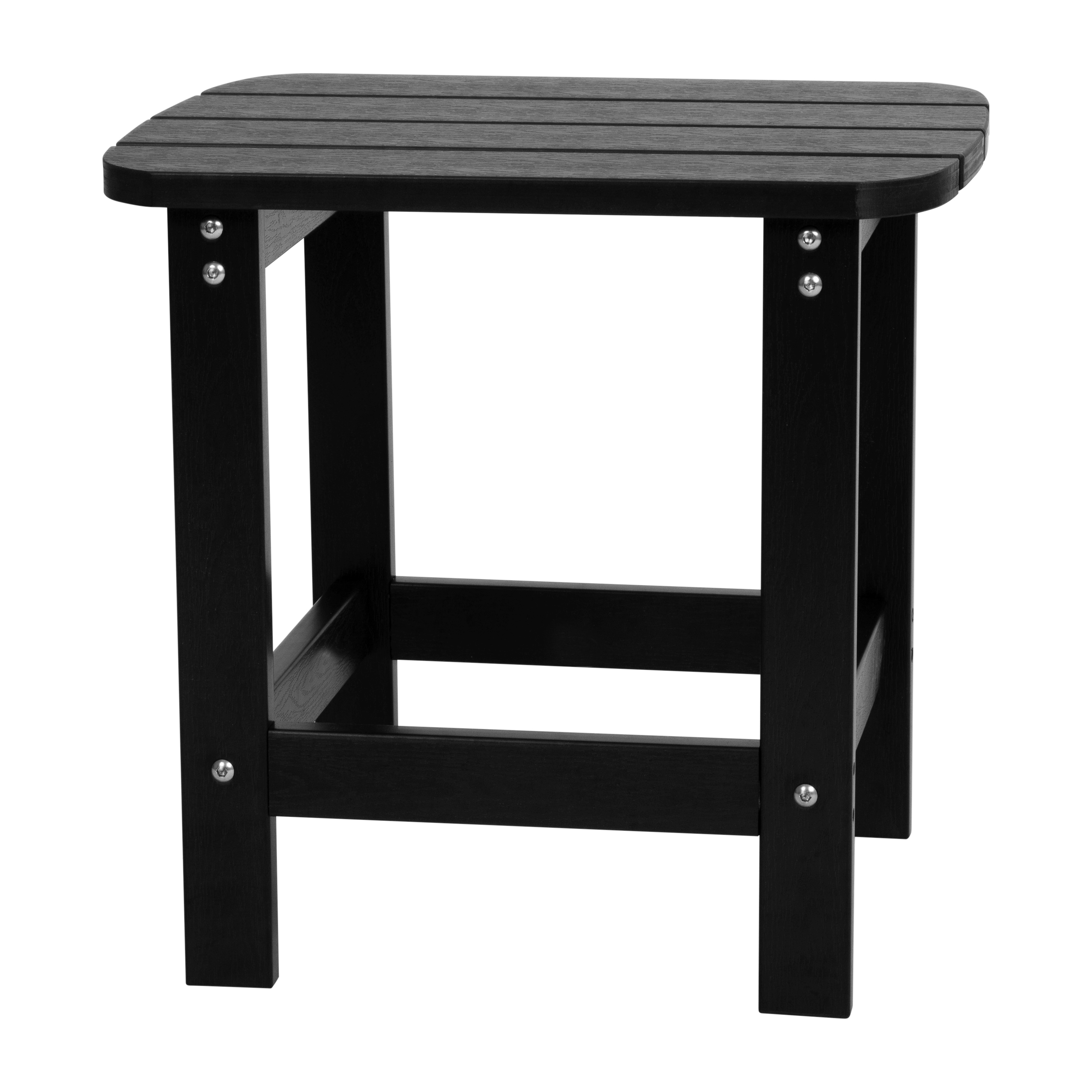 Flash Furniture JJ-T14001-BLK-GG Black All-Weather Poly Resin Wood Adirondack Side Table