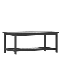 Flash Furniture JJ-T14022-BK-GG Black All-Weather Poly Resin Wood Two Tiered Adirondack Slatted Coffee Table