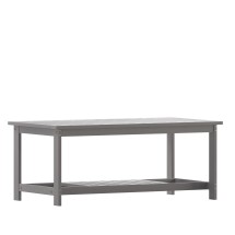 Flash Furniture JJ-T14022-GY-GG Gray All-Weather Poly Resin Wood Two Tiered Adirondack Slatted Coffee Table