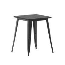 Flash Furniture JJ-T14619-60-BKBK-GG Commercial Poly Resin Square Patio Dining Table, 23.75". Black/Black