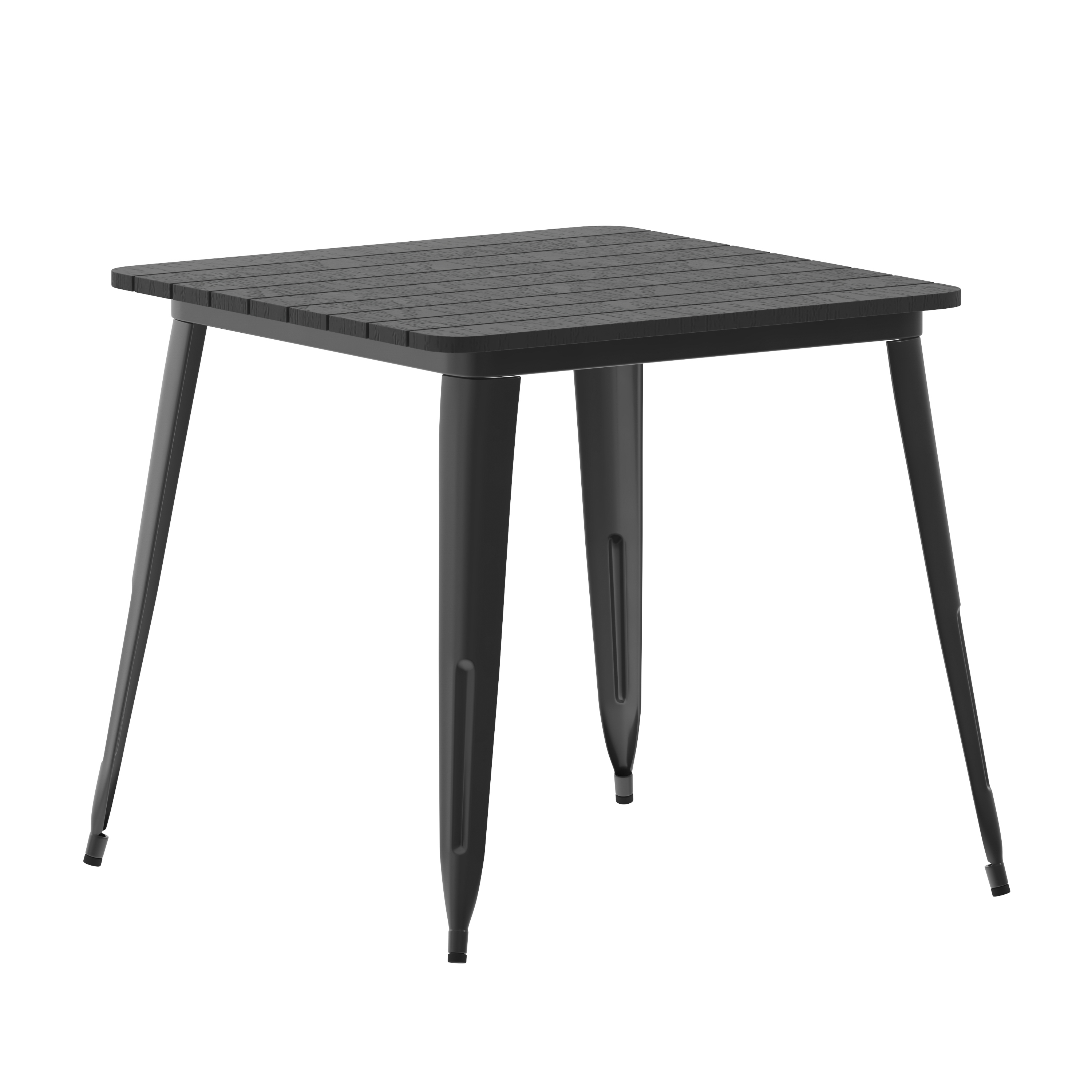 Flash Furniture JJ-T14619-80-BKBK-GG Commercial Poly Resin Square Patio Dining Table, 31.5", Black/Black