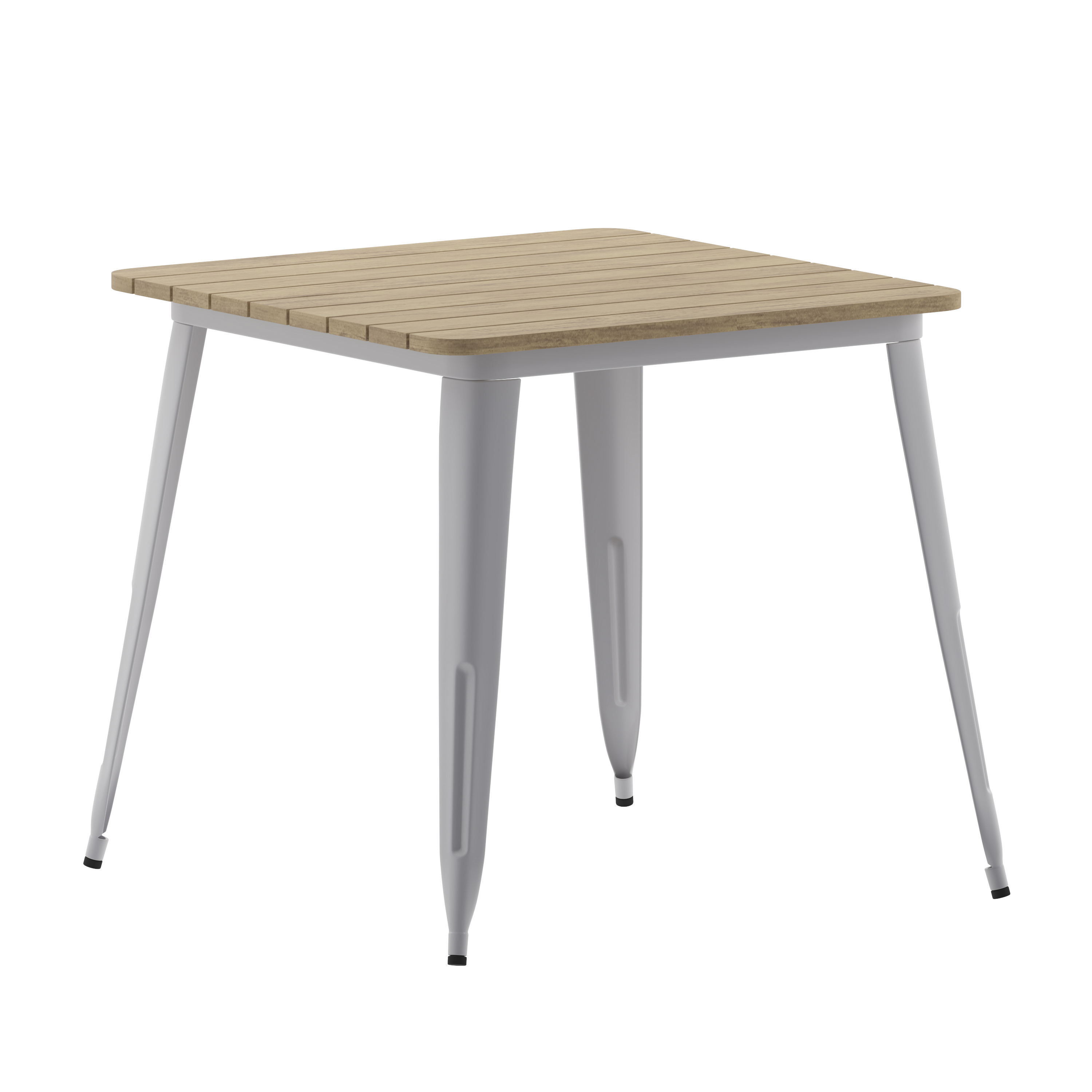 Flash Furniture JJ-T14619-80-BRSL-GG Commercial Poly Resin Square Patio Dining Table, 31.5", Brown/Silver