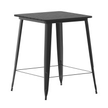 Flash Furniture JJ-T14619H-80-BKBK-GG Commercial Poly Resin Square Bar Table 31.5", Black/Black 