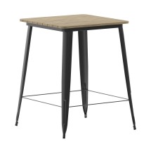 Flash Furniture JJ-T14619H-80-BRBK-GG Commercial Poly Resin Square Bar Table 31.5", Brown/Black 