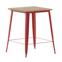 Flash Furniture JJ-T14619H-80-BRRD-GG Commercial Poly Resin Square Bar Table 31.5", Brown/Red