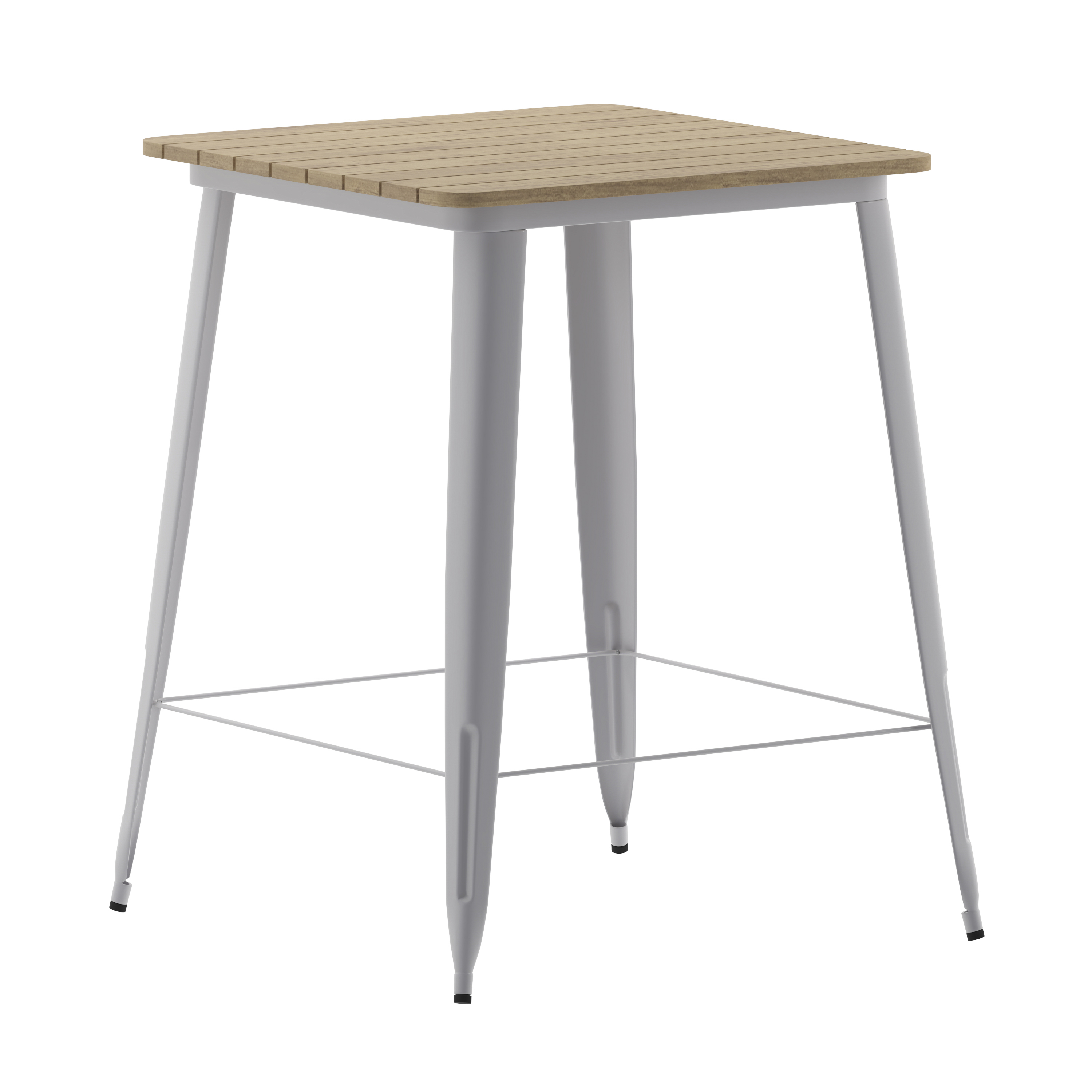 Flash Furniture JJ-T14619H-80-BRSL-GG Commercial Poly Resin Square Bar Table 31.5", Brown/Silver