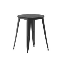 Flash Furniture JJ-T14623-60-BKBK-GG Commercial Poly Resin Round Patio Dining Table, 23.75", Black/Black
