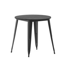 Flash Furniture JJ-T14623-80-BKBK-GG Commercial Poly Resin Round Patio Dining Table, 30", Black/Black