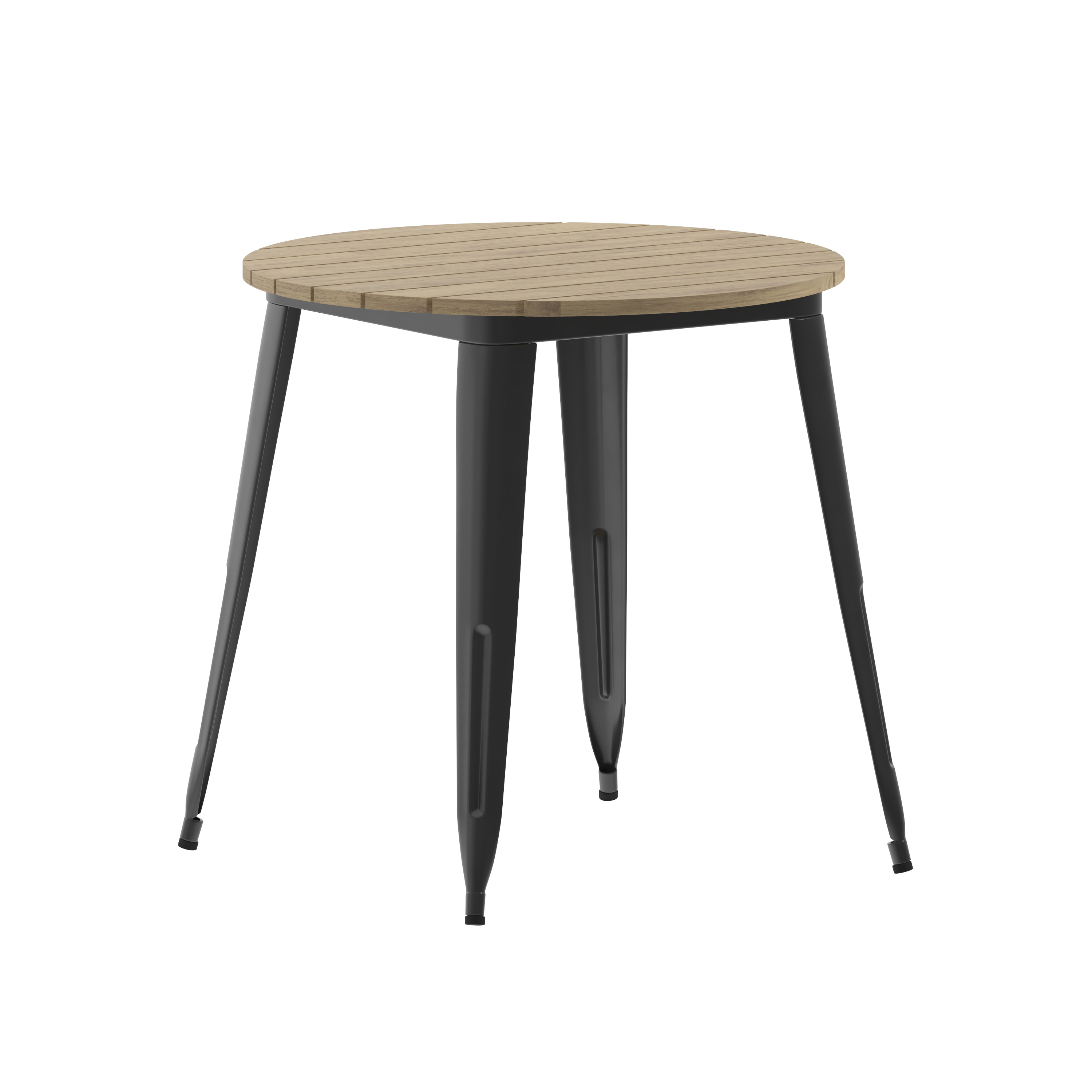Flash Furniture JJ-T14623-80-BRBK-GG Commercial Poly Resin Round Patio Dining Table, 30", Brown/Black