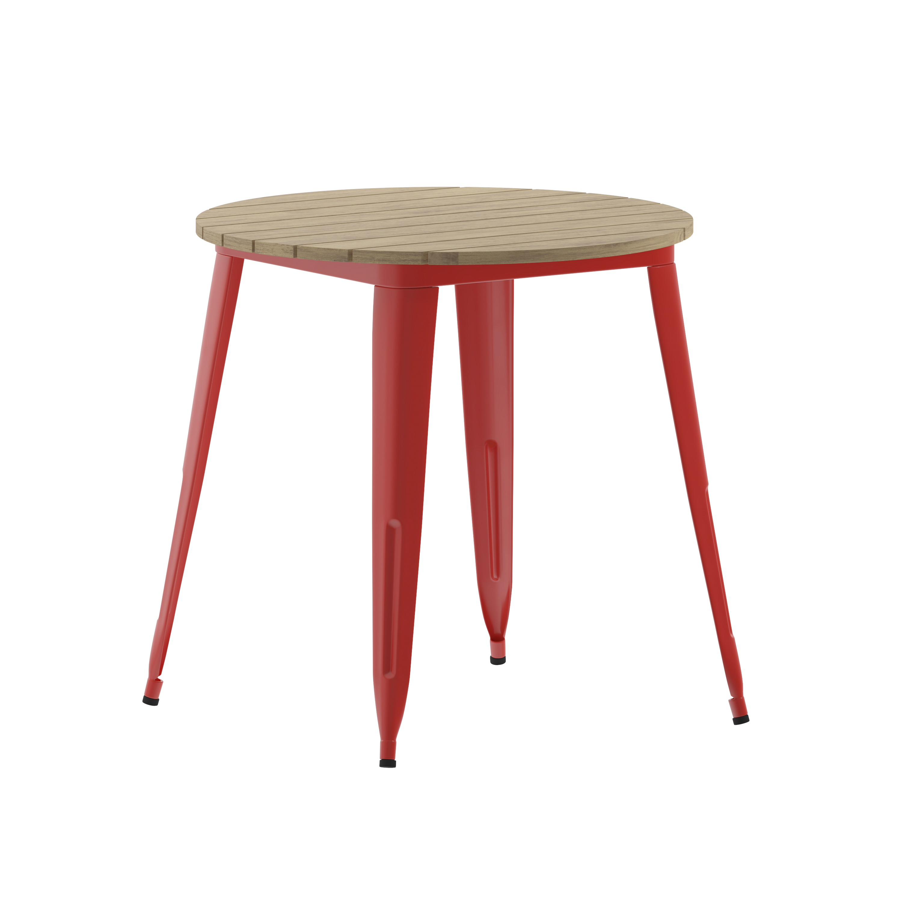 Flash Furniture JJ-T14623-80-BRRD-GG Commercial Poly Resin Round Patio Dining Table, 30", Brown/Red