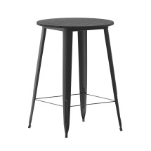 Flash Furniture JJ-T14623H-76-BKBK-GG Commercial Poly Resin Round Bar Table 30", Black/Black 