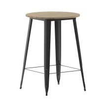 Flash Furniture JJ-T14623H-76-BRBK-GG Commercial Poly Resin Round Bar Table 30&quot;, Brown/Black 