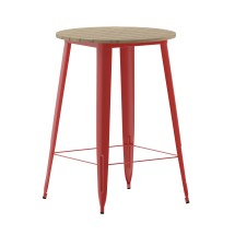 Flash Furniture JJ-T14623H-76-BRRD-GG Commercial Poly Resin Round Bar Table 30&quot;, Brown/Red