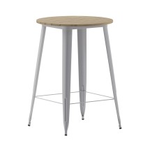 Flash Furniture JJ-T14623H-76-BRSL-GG Commercial Poly Resin Round Bar Table 30&quot;, Brown/Silver